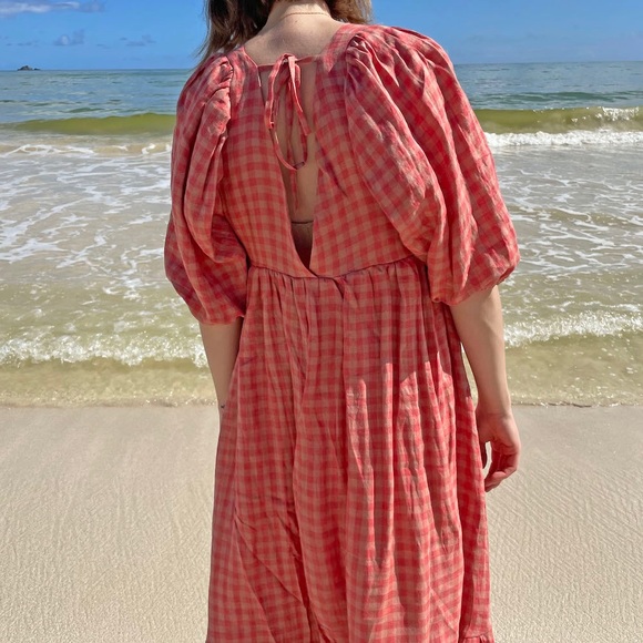 Hackwith Design House Ruffle Midi Dress in Watermelon - Picture 2 of 5